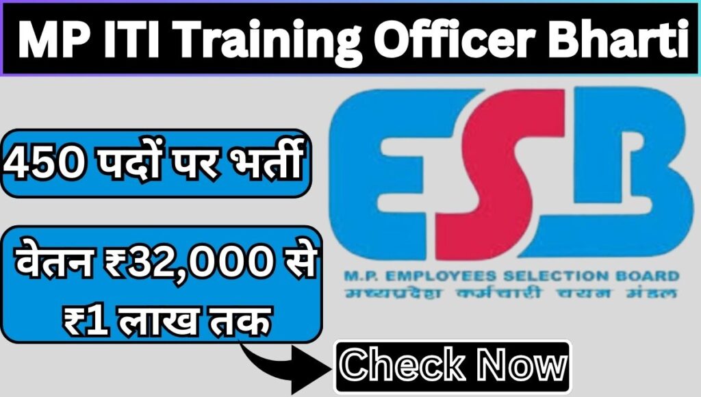 MP ITI Training Officer Bharti 2024